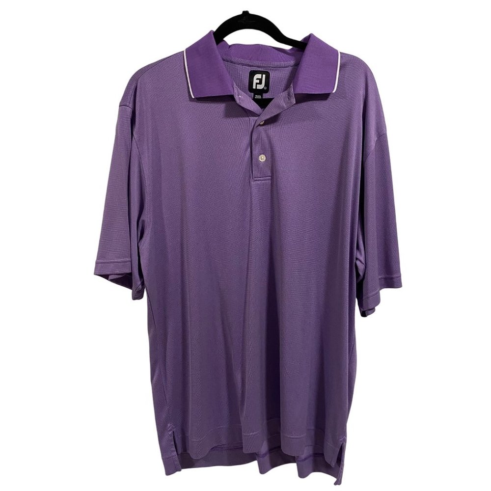 FootJoy Purple Microcheck‎ Short Sleeve Polo Golf Shirt Men's Size L